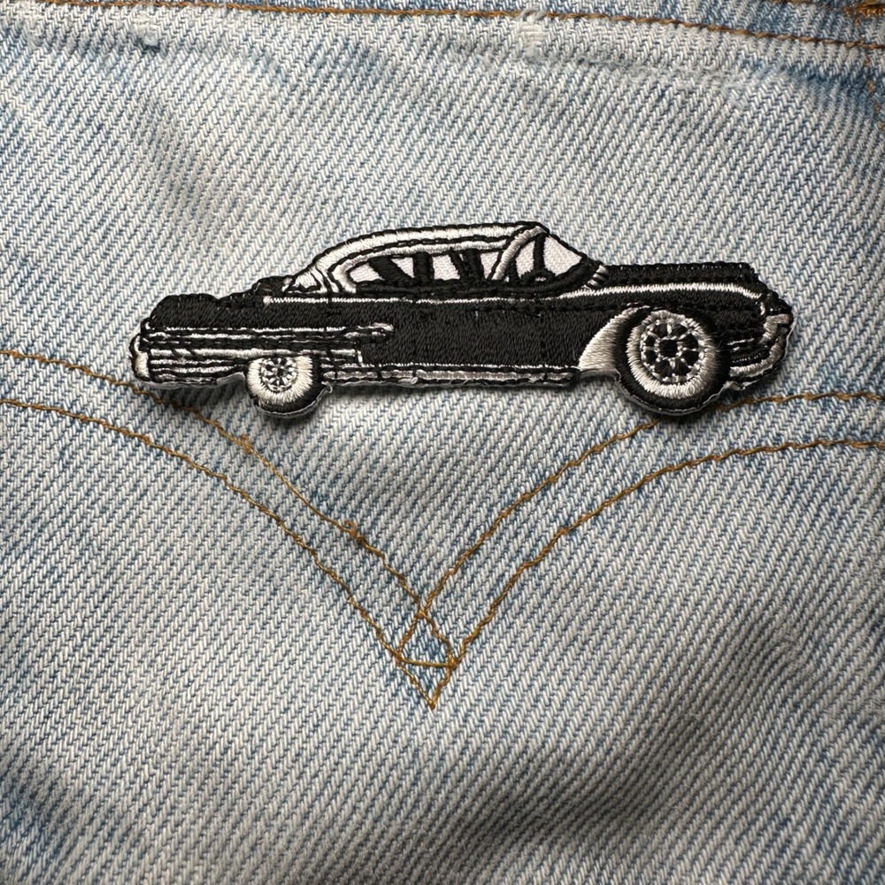 Embroidered Car Patch Iron On Black Classic Cars Enthusiasts Jean Jacket Patch